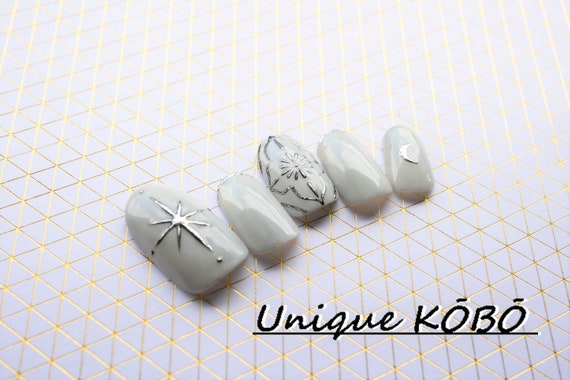Hand Painted Moroccan Nail Art Antique Silver Nuance Nails Etsy Hand Painted Moroccan Nail Art Antique Silver Nuance Nails Etsy