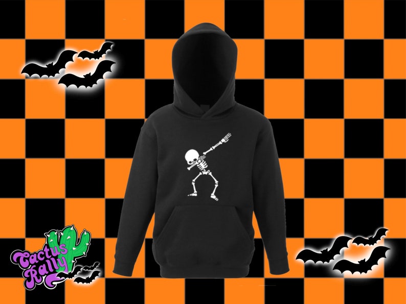 Skeleton dab hoody also available as Kids Halloween Shirts, Halloween Family Shirts, Family Costume Hoody image 1