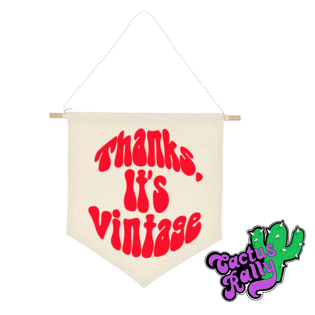 Thanks, Its Vintage Canvas Wall Hanging Retro 60s 70s Wall Hanging Room