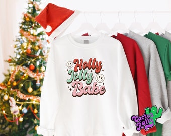 Holly jolly baby christms festive sweatshirt jumper winter cute