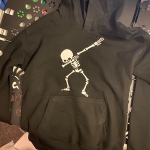 Skeleton dab hoody also available as Kids Halloween Shirts, Halloween Family Shirts, Family Costume Hoody image 2