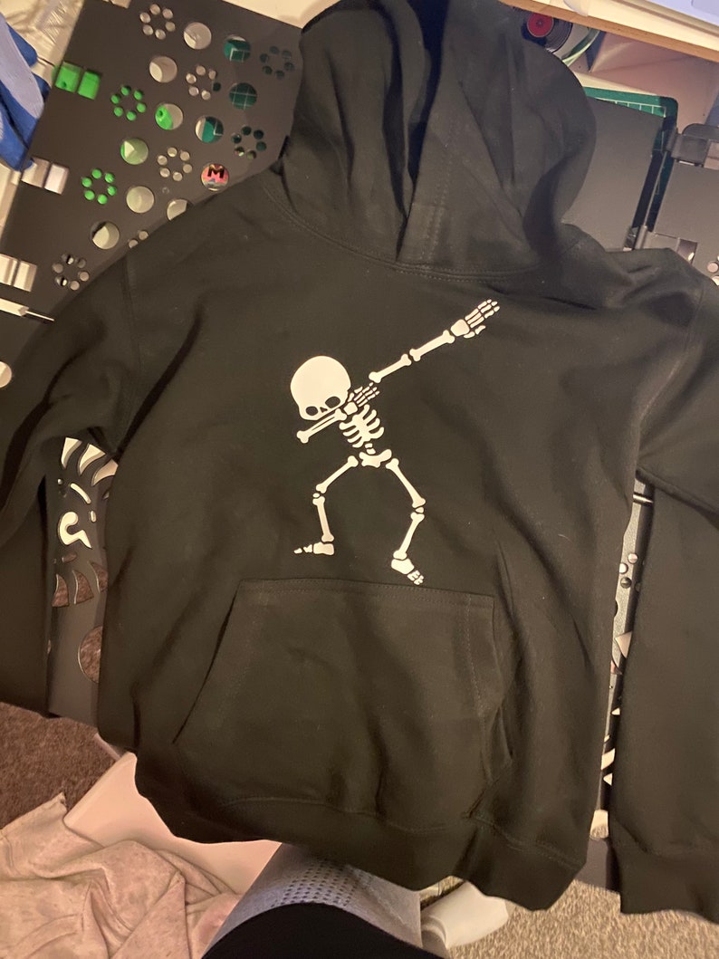 Skeleton dab hoody also available as Kids Halloween Shirts, Halloween Family Shirts, Family Costume Hoody image 2