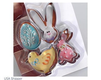 Easter, Spring & Ostara Cookie Cutter Set, Easter Biscuit Cutter Set Of 4