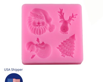 Silicone Christmas Mold, Sugarcraft Christmas Mold, Christmas Holiday Variety Mold