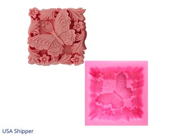 Silicone Butterfly Mold, Butterfly Soap Mold, 3D Butterfly Mold, Butterfly & Flower Mold