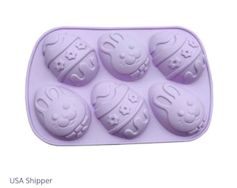 Six Cavity Silicone Easter Egg Mold, Easter Silicone Cake Pan, Easter Bath Bomb Mold, Easter Soap Mold, Easter Candy Mold