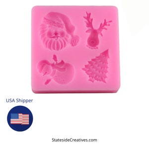 Silicone Christmas Mold, Sugarcraft Christmas Mold, Christmas Holiday Variety Mold