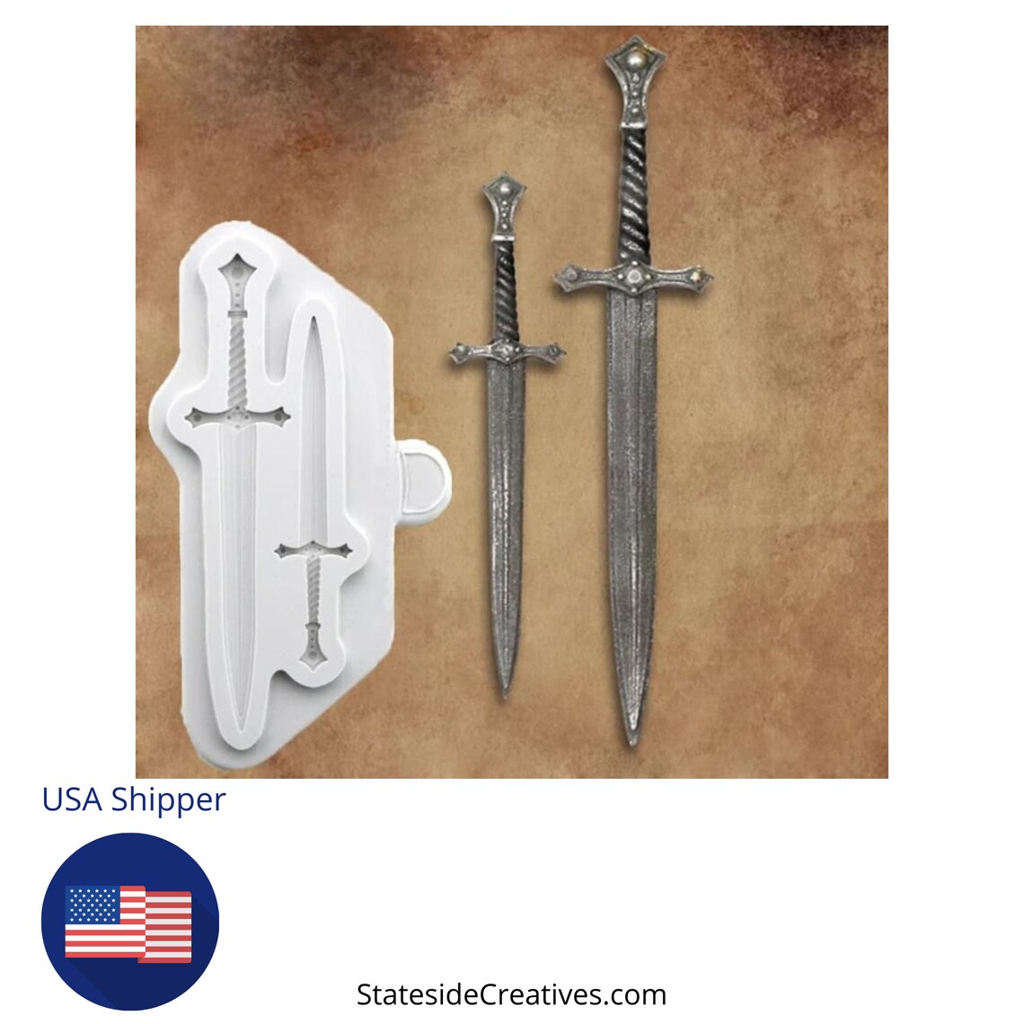 Silicone Sword Mold Two Swords Silicone Mold Resin Epoxy Etsy