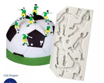 Soccer Player Silicone Mold, Soccer Silhouette Silicone Mold, Soccer Fondant Sugarcraft Candy Mold, Soccer Cutouts Silicone Mold