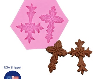 Gothic Cross Jesus Silicone Fondant Mould Cake Decorating Chocolate 