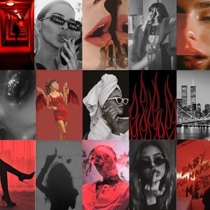 95 Photos DIGITAL Prints, BOUJEE, GRUNGE, Red, Black and White, Aesthetic, Photo, Collage Kit, Teen Room College Dorm Decor, Boujee, Grunge