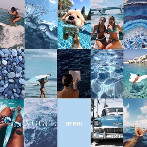 65 Photos DIGITAL Prints, BLUE, BEACH Vibes, Summer, Ocean Theme, Sea, Aesthetic, Photo, Collage Kit, Teen Room Dorm Decor, Wall Collage