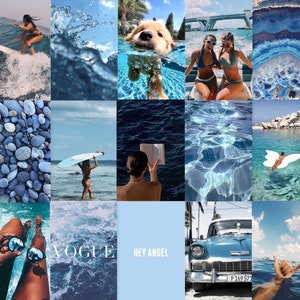 65 Photos DIGITAL Prints, BLUE, BEACH Vibes, Summer, Ocean Theme, Sea, Aesthetic, Photo, Collage Kit, Teen Room Dorm Decor, Wall Collage image 1