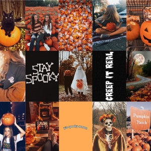 DIGITAL Prints, HALLOWEEN, Cute, Fall Vibes, Spooky Season, Set of 100 Photos, Aesthetic, Collage Kit, Room Decor, Seasonal, Wall Collage