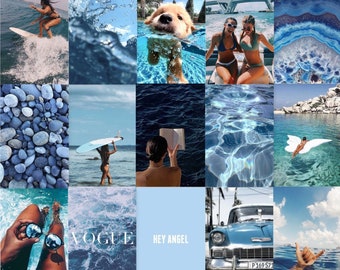 65 Photos DIGITAL Prints, BLUE, BEACH Vibes, Summer, Ocean Theme, Sea, Aesthetic, Photo, Collage Kit, Teen Room Dorm Decor, Wall Collage