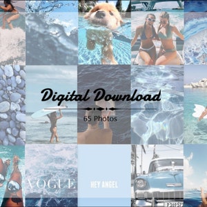 65 Photos DIGITAL Prints, BLUE, BEACH Vibes, Summer, Ocean Theme, Sea, Aesthetic, Photo, Collage Kit, Teen Room Dorm Decor, Wall Collage image 7