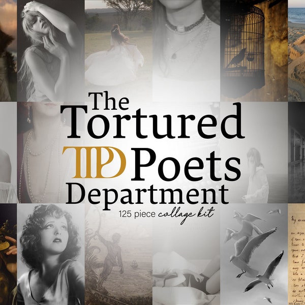 125 Pcs | TTPD | Taylor Swift | The Tortured Poets Department | Beige Black White Aesthetic Wall Collage Kit | Mood Board | Room Decorations