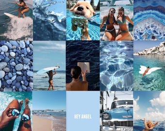 Blue Beach Vibes Photo Collage Kit, Summer Ocean Wall Decor (Digital Download)