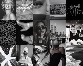 Black & White Photo Collage Kit, Material Girl Vibe (Digital Download)