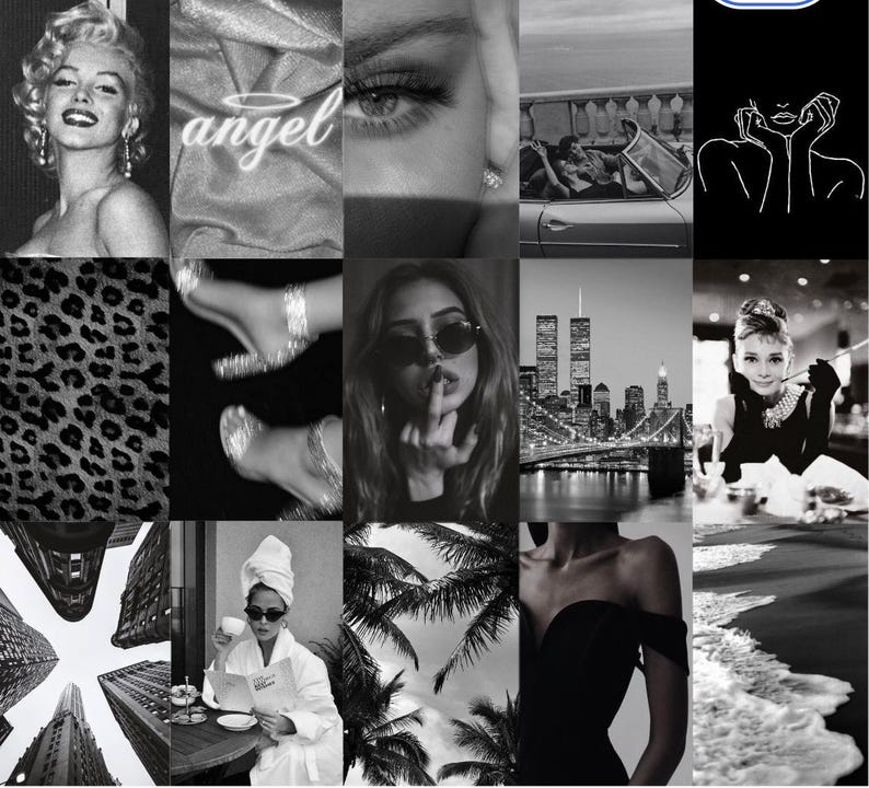 Black & White Photo Collage Kit, Material Girl Vibe (Digital Download) image 1