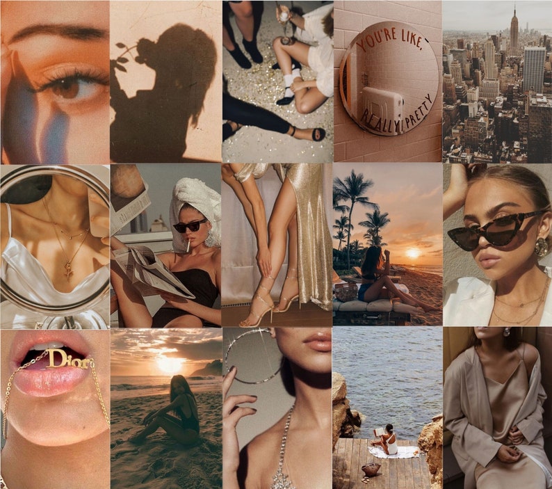 105 Photos Digital download, BOUJEE, VOGUE, NUDE, Bad Girl, Aesthetic, Photo, Collage Kit, Teen Room Decor, Boujee, Beige, Decor 