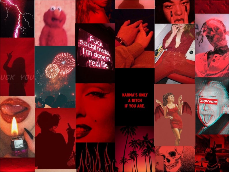 RED GRUNGE Dark Set of 75 Photos Aesthetic Photo Collage | Etsy