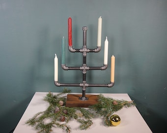 Industrial candle holder sustainable steel pipe iron living room Christmas decoration Advent candles holder WOODITURE