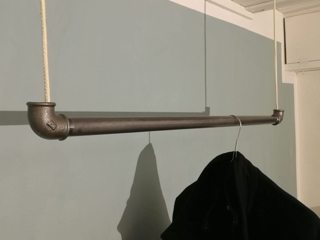 SALE Clothes Rail Hanging Industrial Vintage Pipe Gard Cotton Rope ...