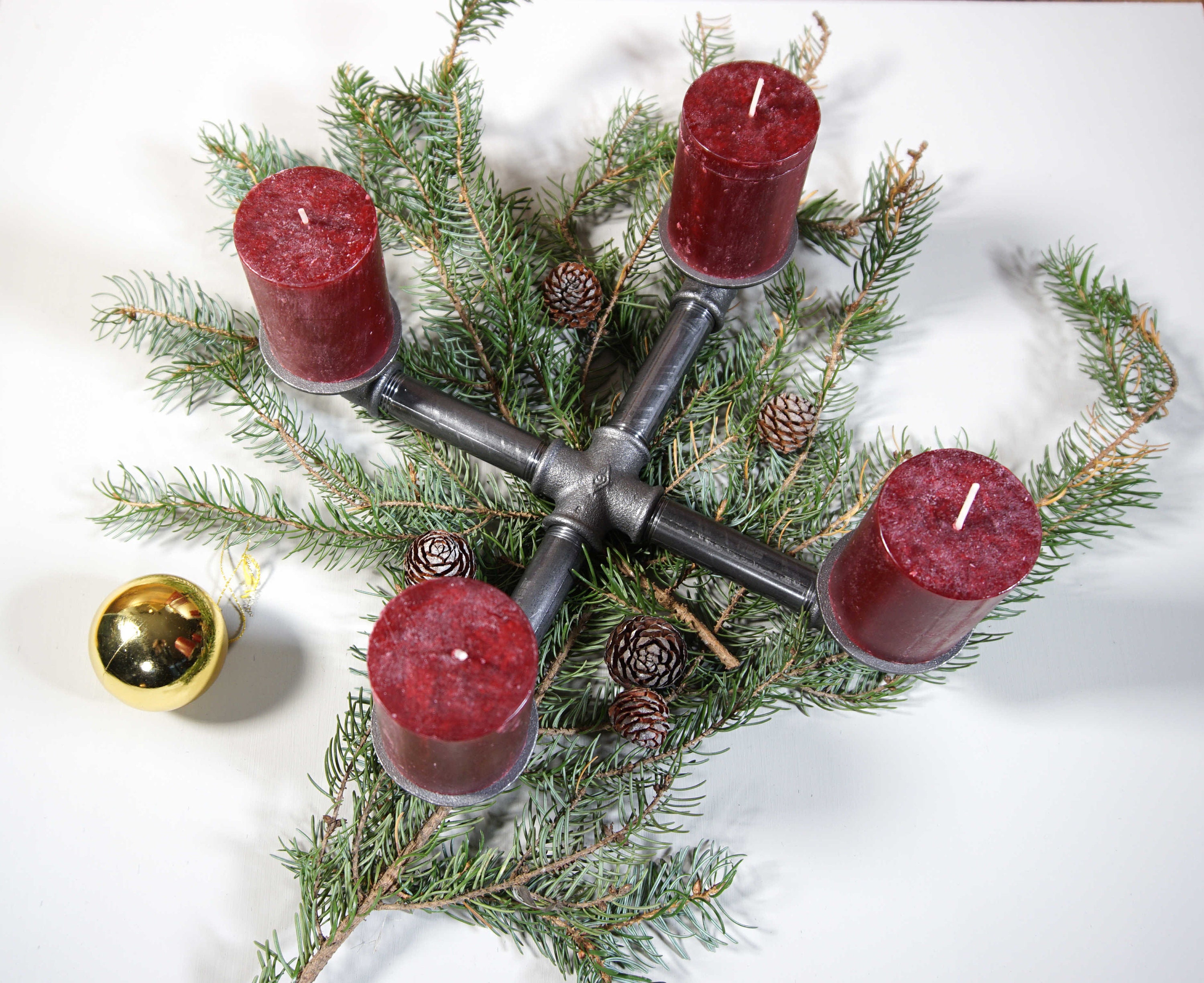 Advent wreath industrial candle holder sustainable steel pipe iron living room Christmas decoration Advent candle holder WOODITURE