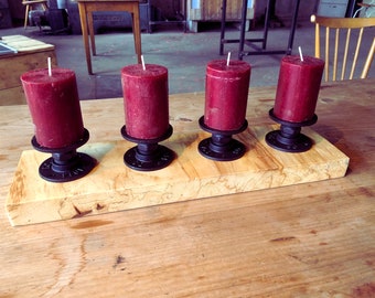Candle holder industrial with reclaimed wood Advent wreath sustainable steel pipe living room Christmas decoration Advent candles holder WOODITURE