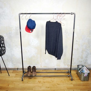 Wardrobe freestanding clothes rack with shoe rack industrial vintage iron steel pipe clothes rack clothes rail industrial pipe