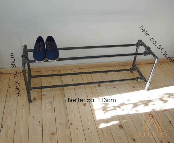 Shoe Rack Vintage Industrial Shoe Rack Steel Tube Iron Tube Tube Freestanding  Shoe Rack 