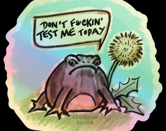 Angry Rain Frog &quot;&quot;Don&#39;t Test Me&quot;&quot; dauerhafter 3&quot;holografischer Vinyl-Aufkleber &quot;&quot;Don&#39;t Test Me&quot;&quot;.&quot;