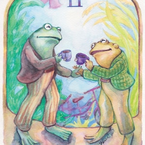 Impression de carte postale grenouille + crapaud II of Cups 5 x 7" signée