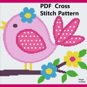Schema punto croce PDF &quot;Little Purple Bird&quot;