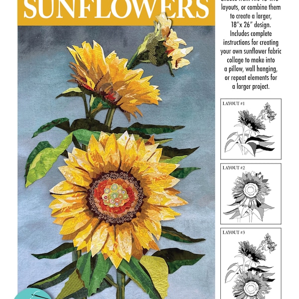 Fabric Collage SUNFLOWERS Pattern