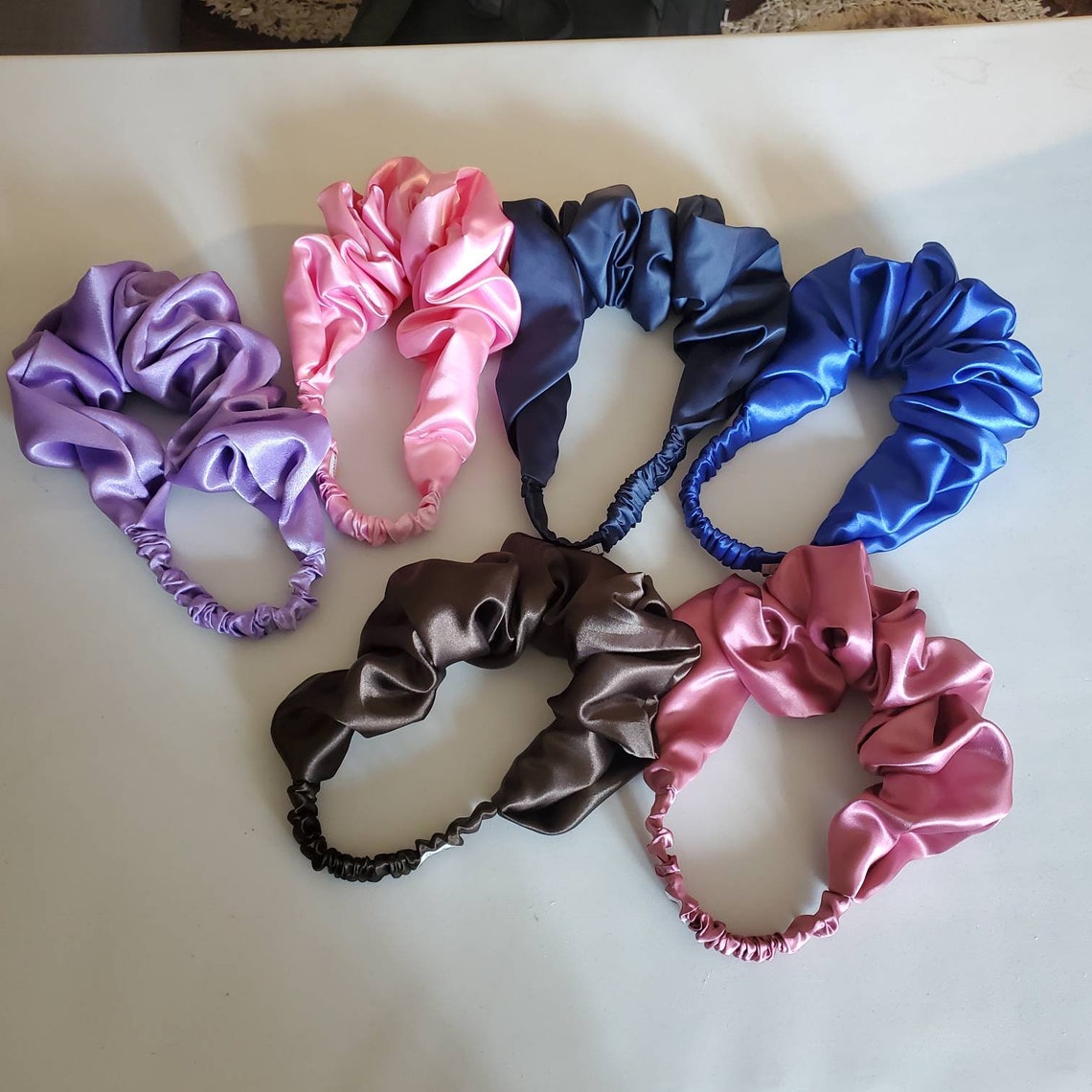 Satin Scrunchies Headband Elastic Headband Scrunched Etsy UK