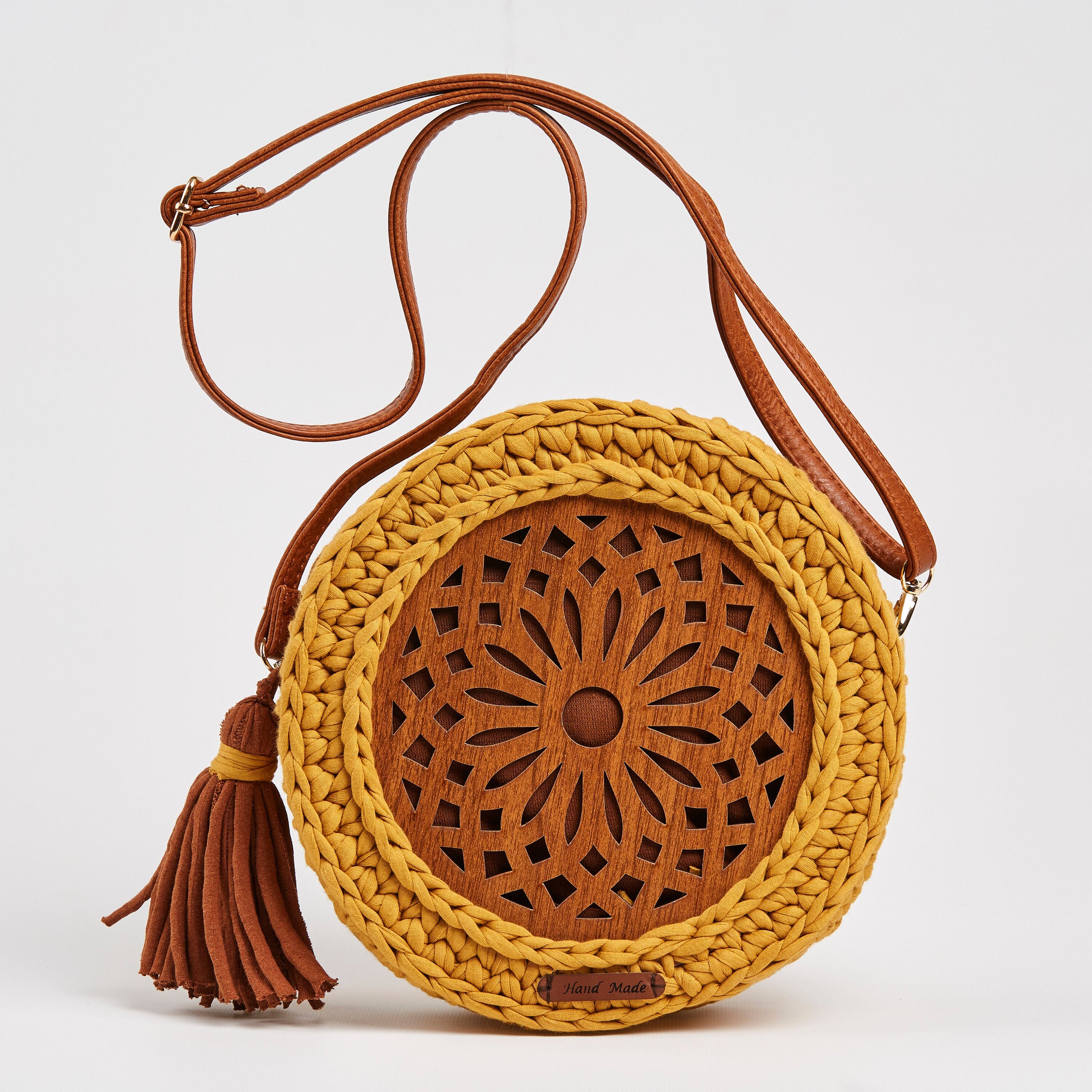 Crochet Bag WOODY Handmade Bag Wood Bag Etsy