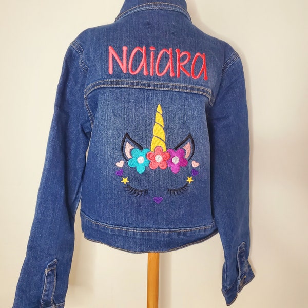 Girls Jean Jacket With Name, Unicorn Denim Jacket, Personalized Kids Gifts, Toddler Denim, Kids Custom Jean Jacket