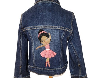 Girls Denim Jacket, Toddler Girl Jean Jacket, Ballerina Dancer Jean Jacket, Toddler Spring Jacket