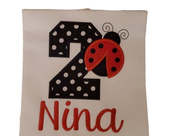 Ladybug Birthday Shirt, 2 Year Old Girl Birthday Shirt