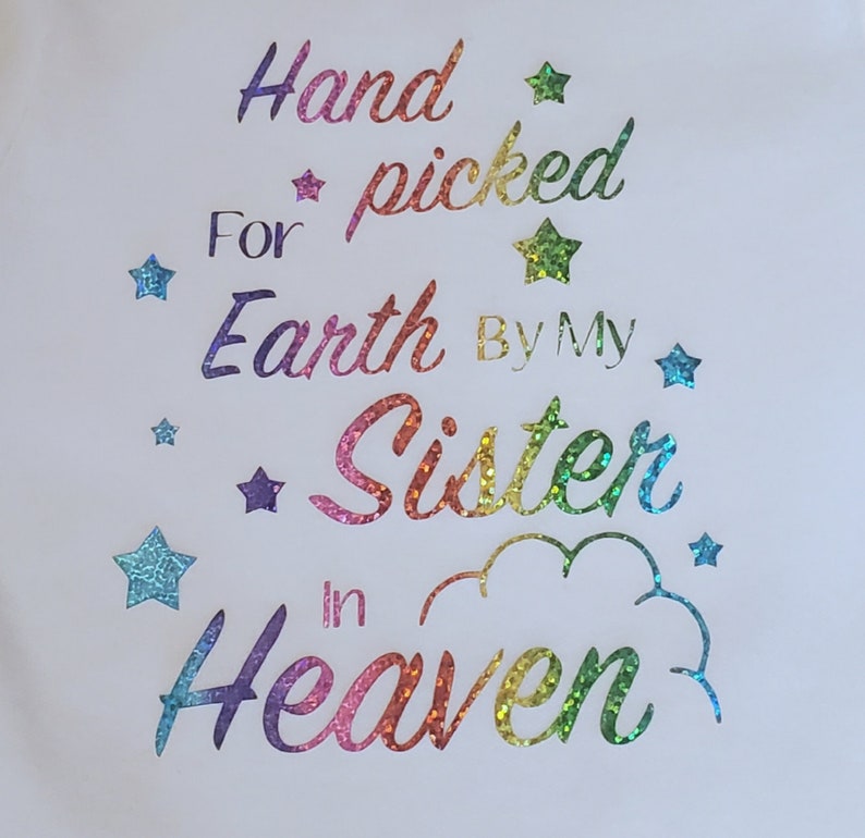 Hand picked for earth by my sister in heaven rainbow baby etsy
