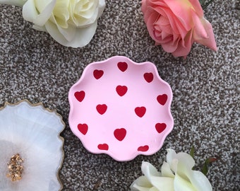 Gold Spotty Heart Shaped Clay Trinket DishBowl available in different colours