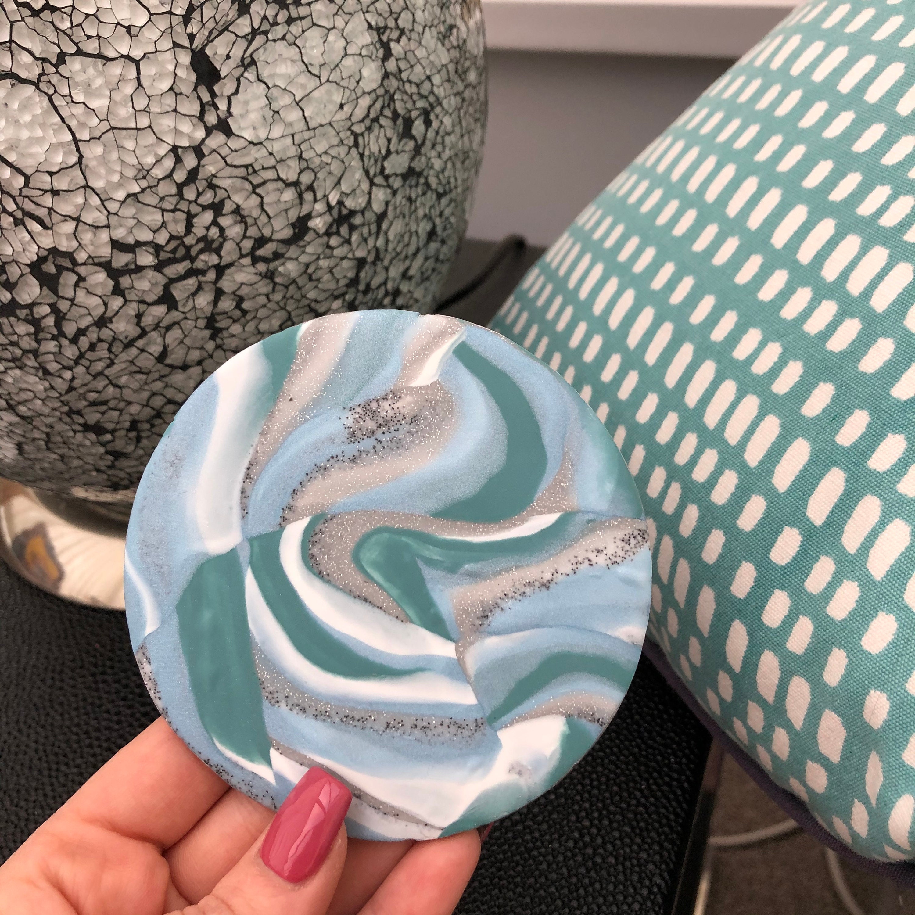 Handmade Clay Coasters Marble Etsy