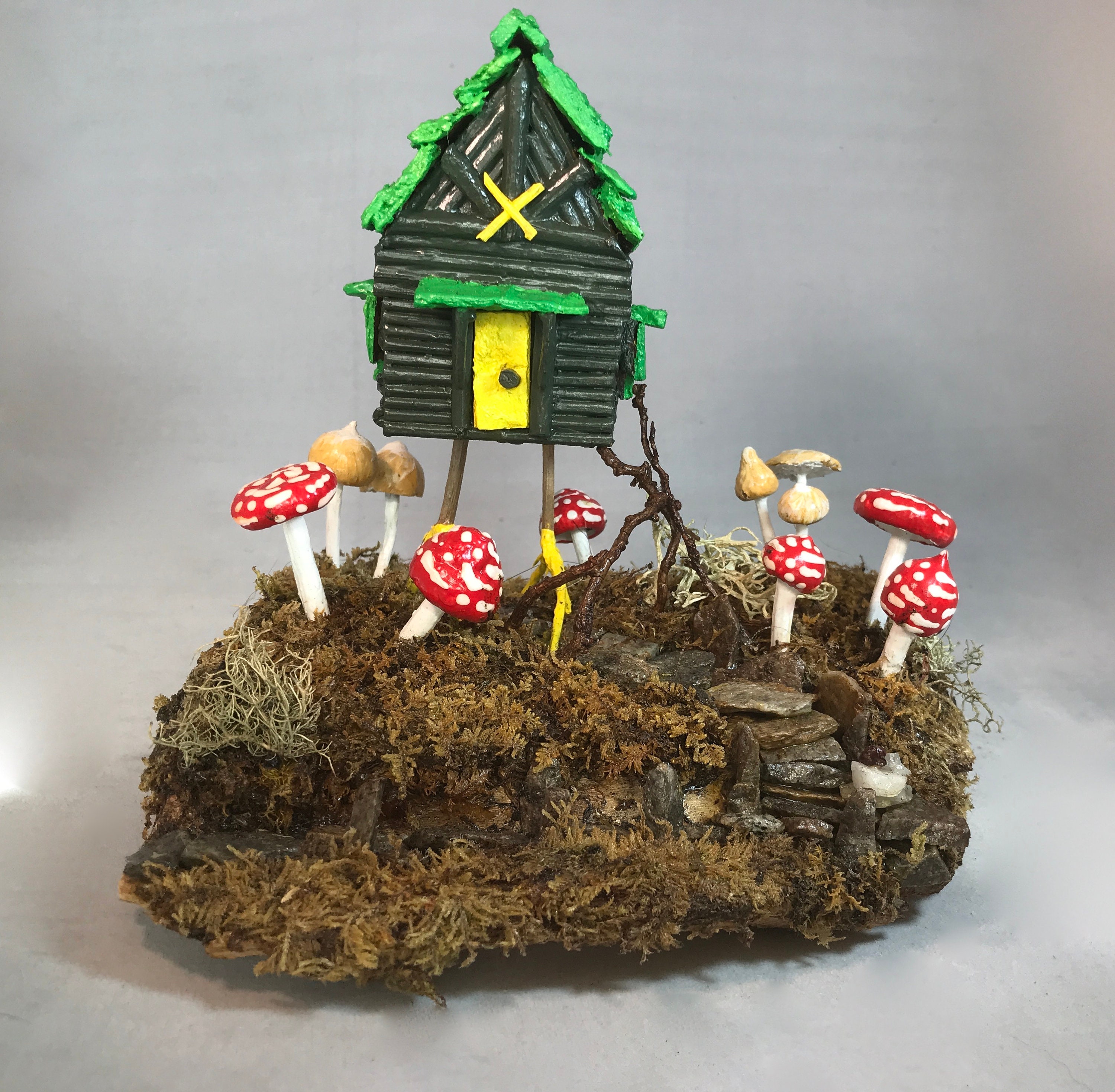 Fairytale Mushrooms Red Toadstools Slavic Baba Yaga Folklore #49 Witch Hut