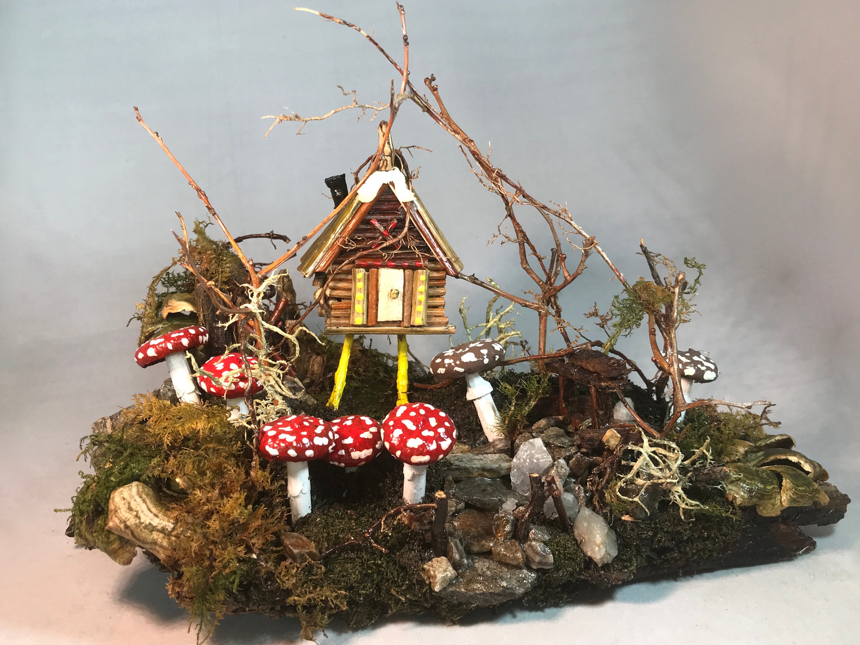 Fairytale Mushrooms Red Toadstools Slavic Baba Yaga Folklore #49 Witch Hut
