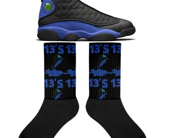 Jordan 13 Hyper Royal Matching Socks - Fits Shoe Size 6-12