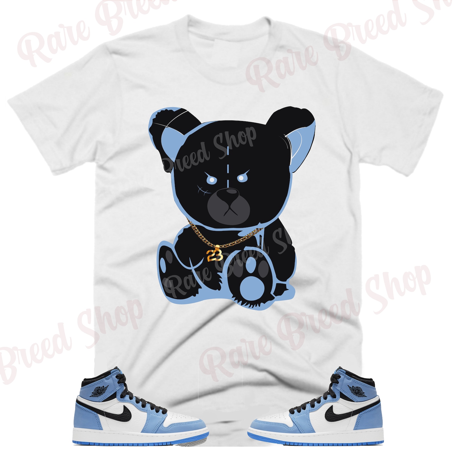 Teddy Bear Air Jordan Retro 1 University Blue Sneaker Tee - Etsy