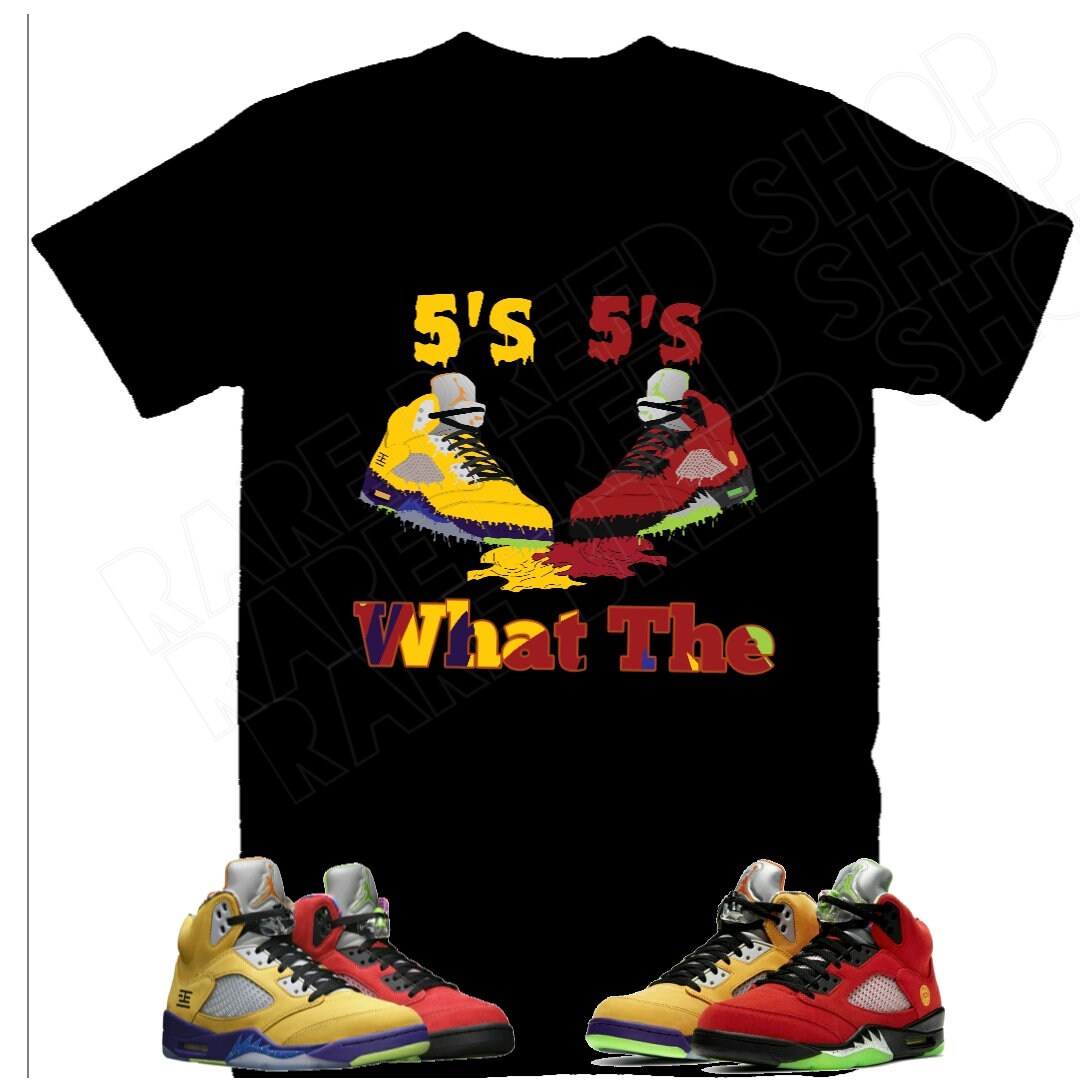Discover Jordan 5 What The Shirt- Sneaker Tee- Retro 5 "What The" Tee- Shoe