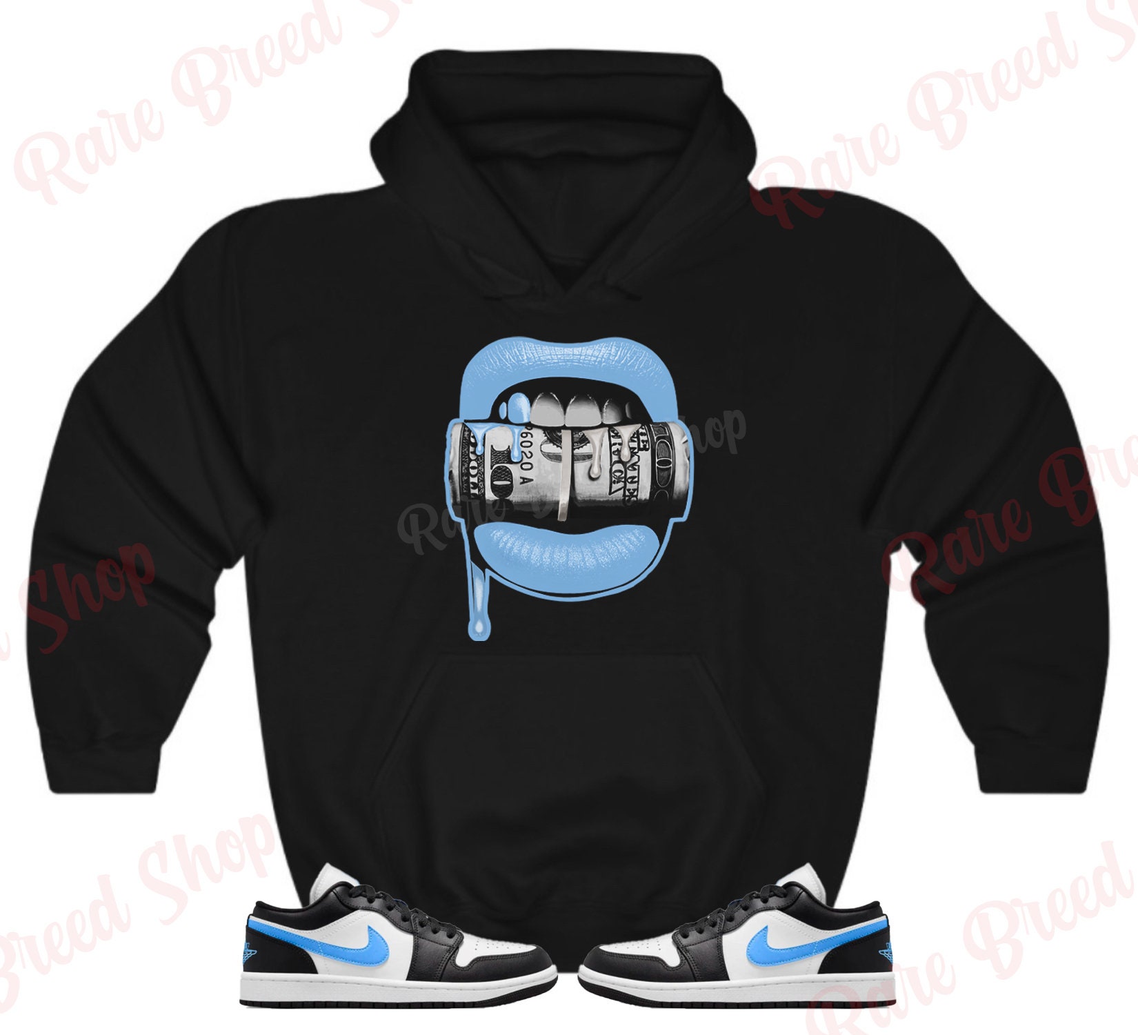 Dollar Bite Hoodie to Match Jordan Retro 1 Low University Blue